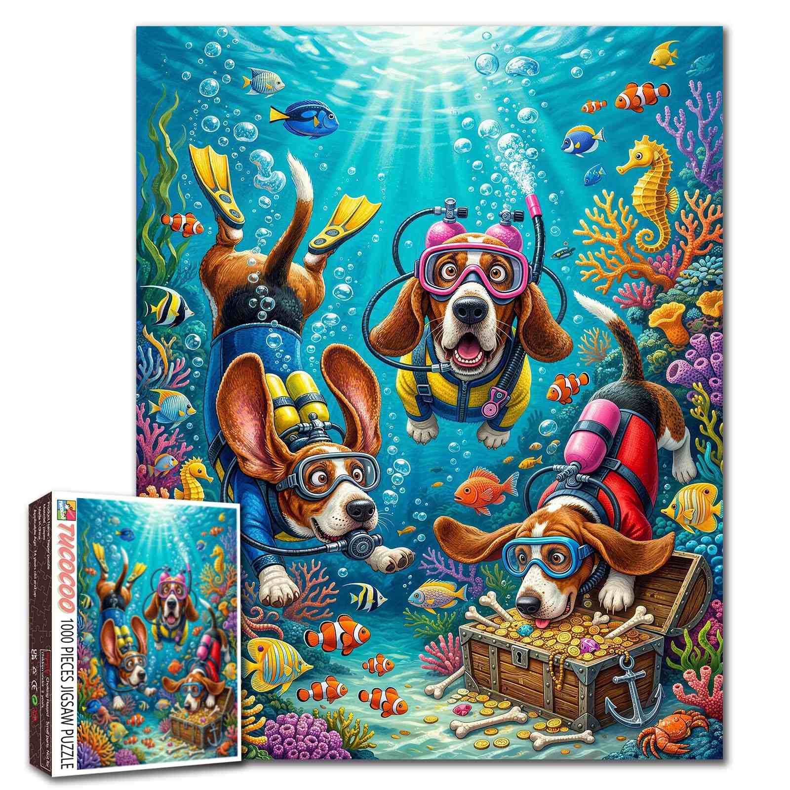 tucocoo-jigsaw-puzzles-scuba-dogs-puzzle-1000-teile-unterwasser-hunde image 1