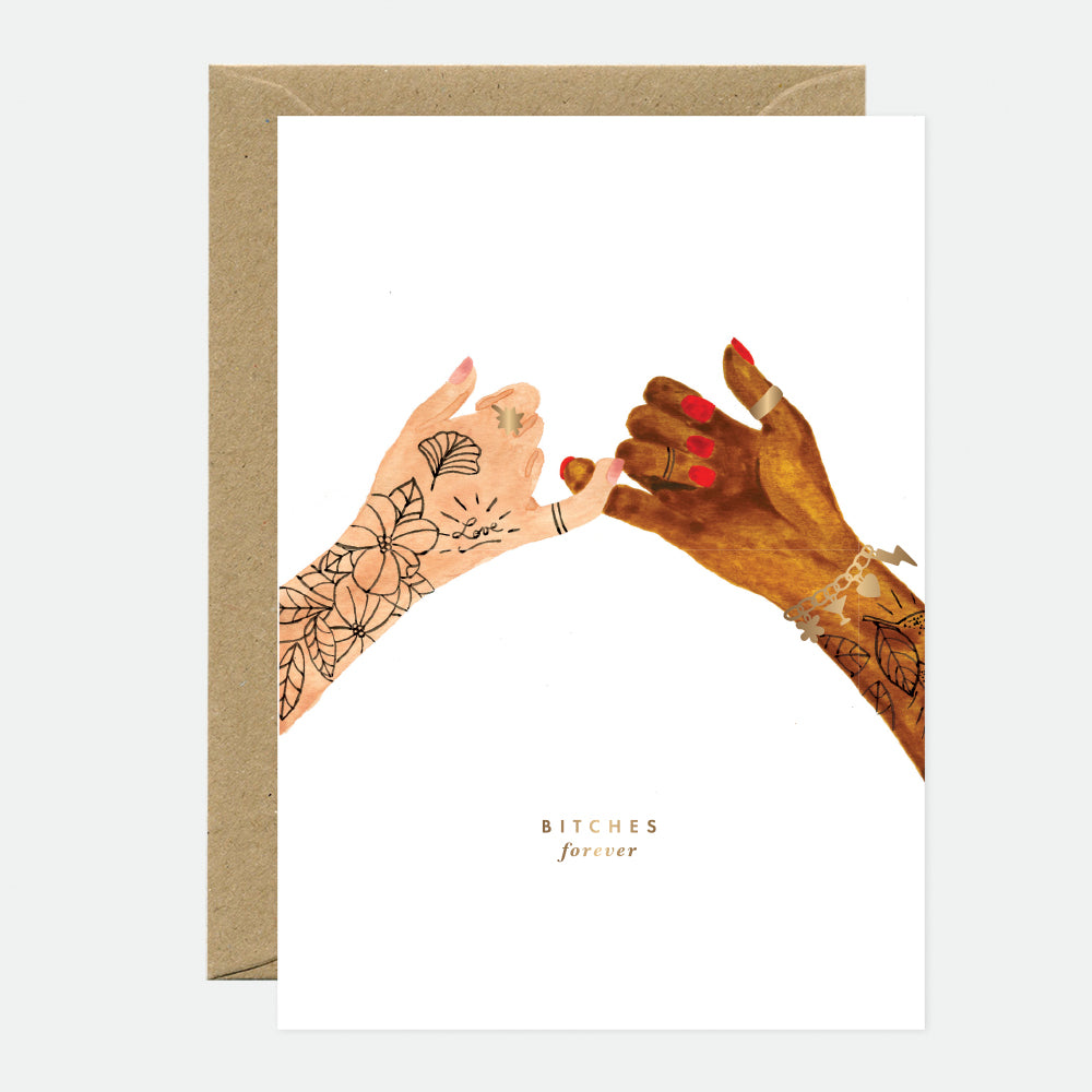 all-the-ways-to-say-bitches-forever-gru-karte-a6-goldfolie image 1
