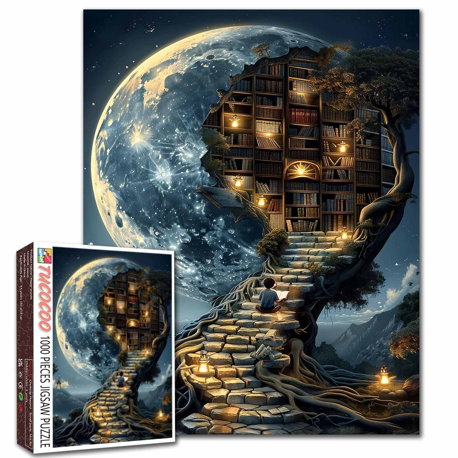 tucocoo-moonlight-magic-library-puzzle-1000-teile-fantasy image 1