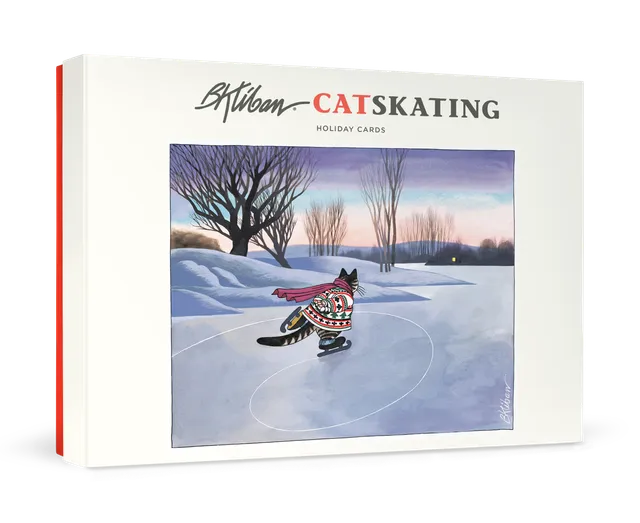 pomegranate-b-kliban-catskating-weihnachtskarten-katzen-box image 1