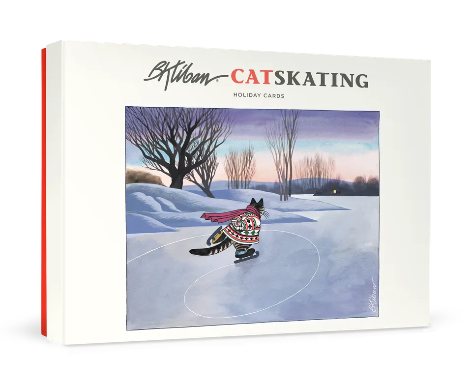 pomegranate-b-kliban-catskating-weihnachtskarten-katzen-box image 1