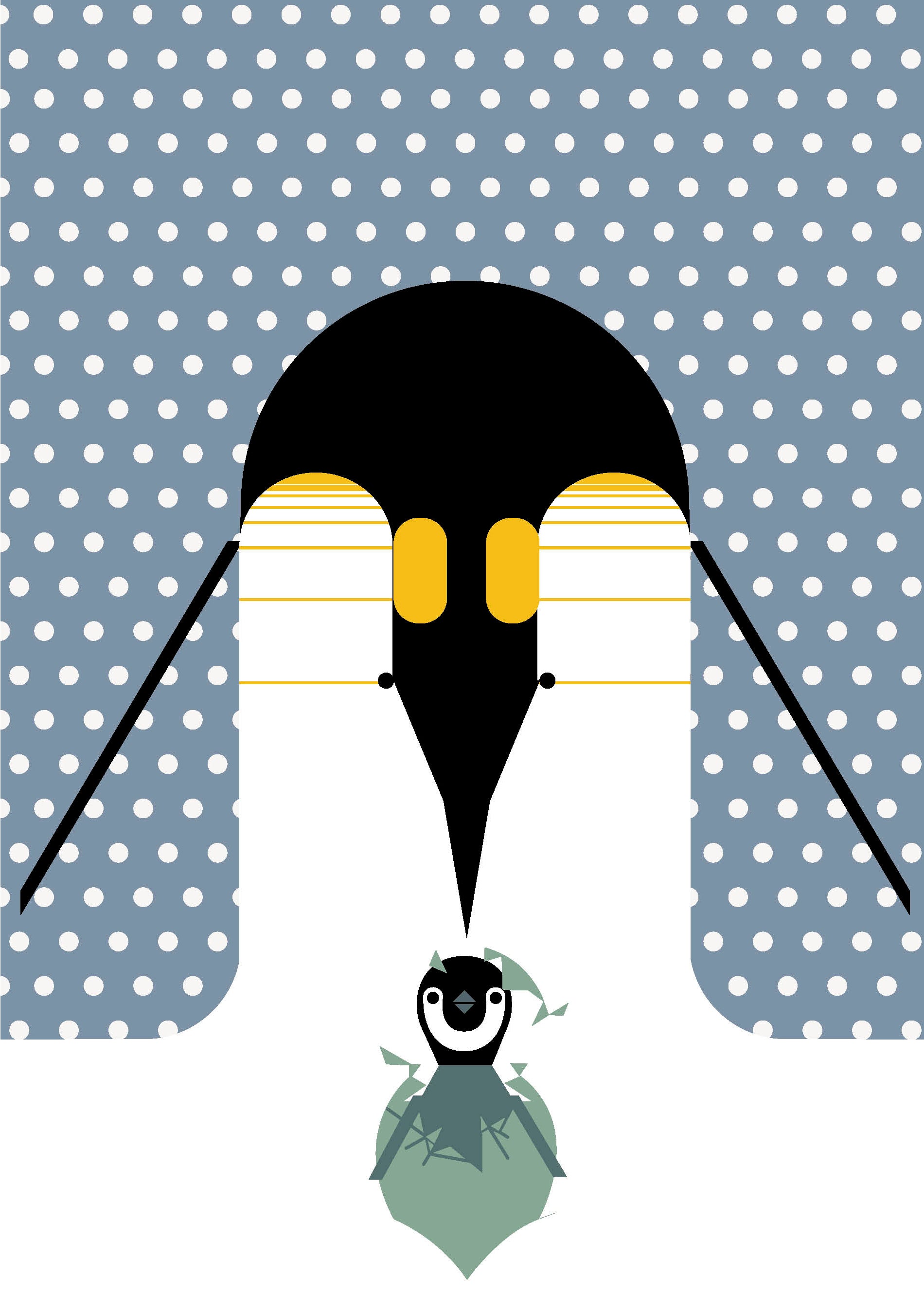 pomegranate-holiday-cards-charley-harper-penguin-celebration-pinguin image 2