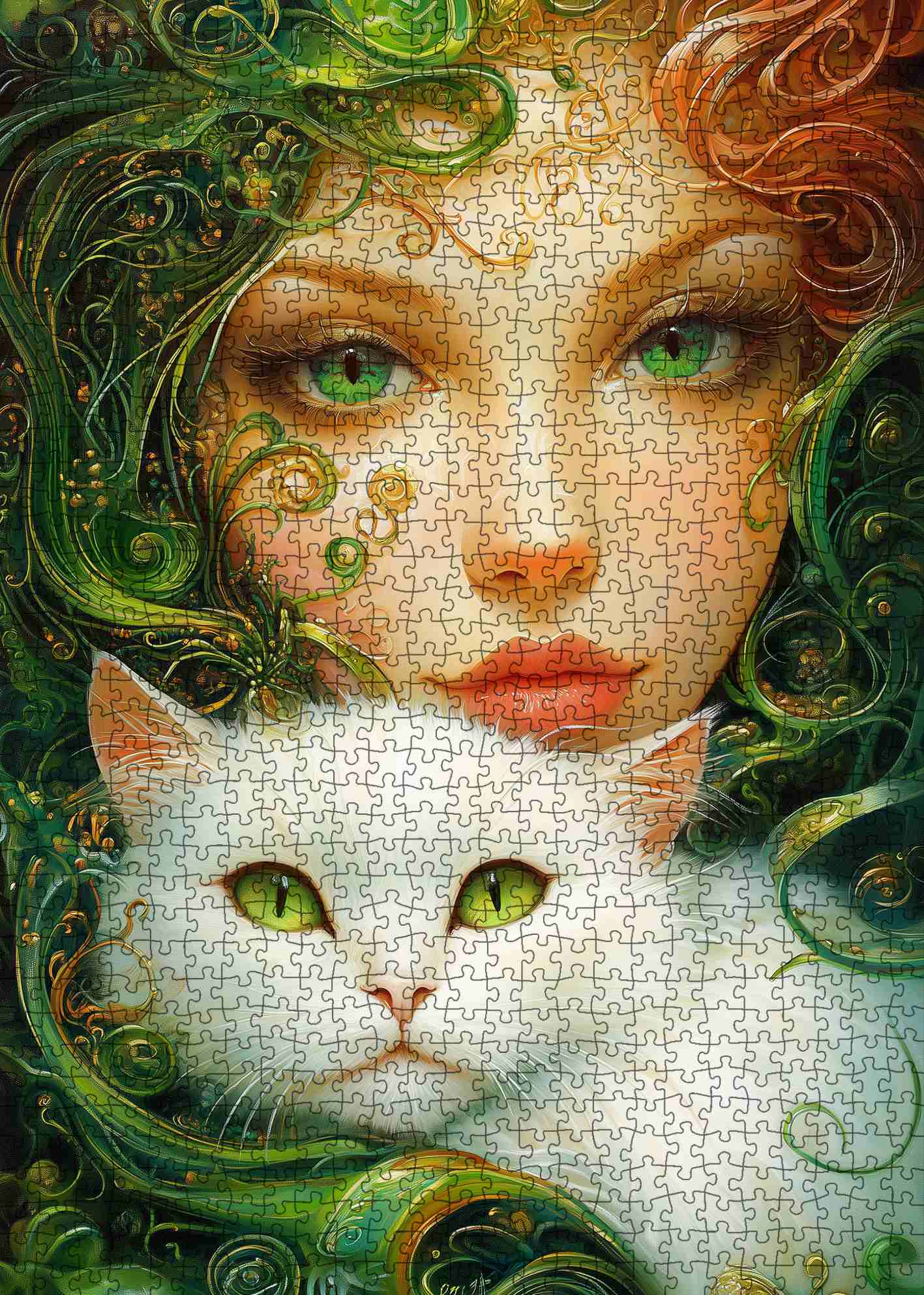 tucocoo-emerald-muse-with-white-cat-puzzle-1000-teile image 2