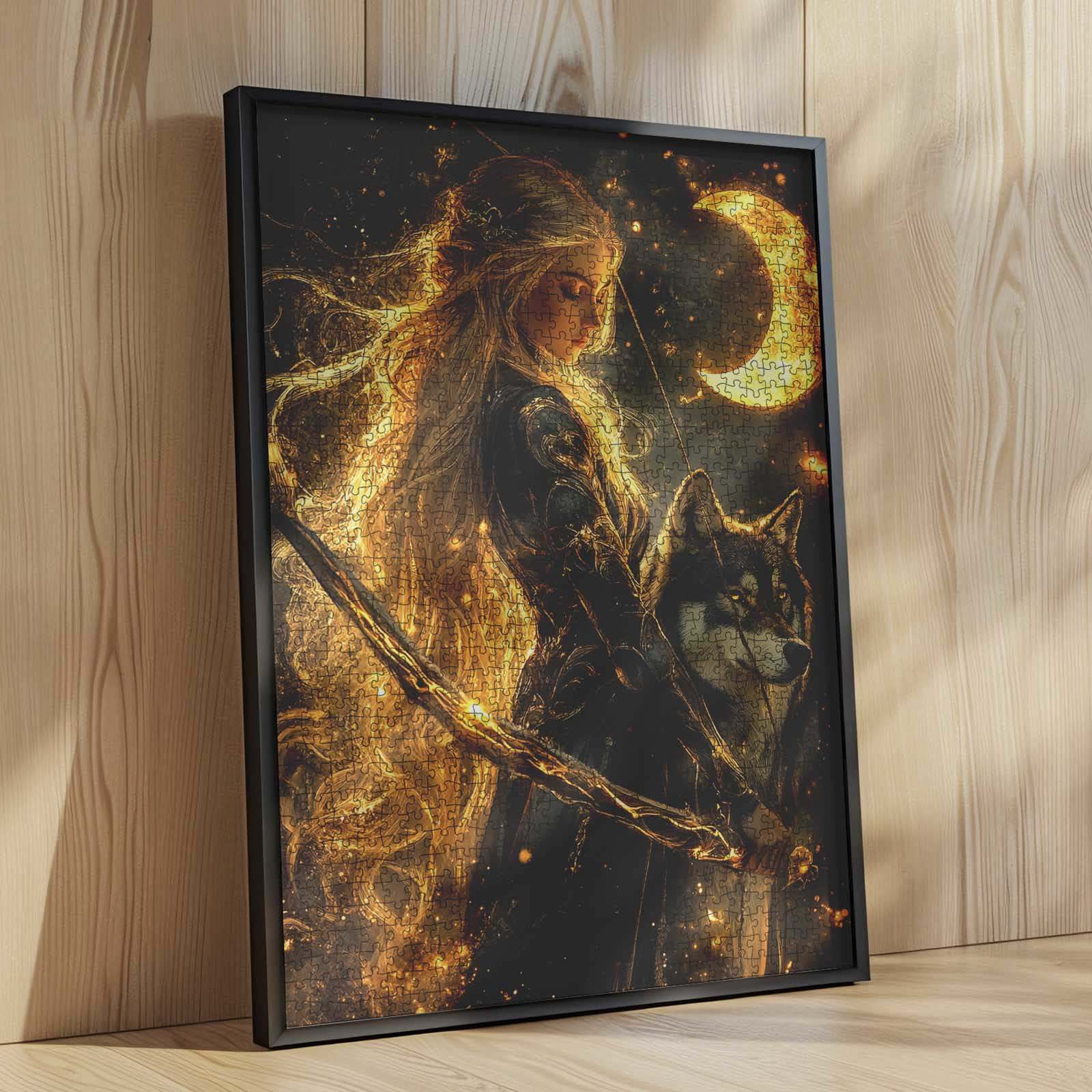 tucocoo-jigsaw-golden-huntress-puzzle-1000-teile-wolf-fantasy image 4