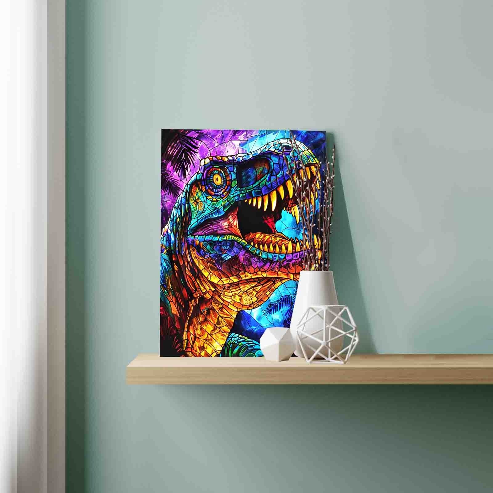 tucocoo-paint-by-numbers-roaring-dinosaur-malen-nach-zahlen-40x50 image 3