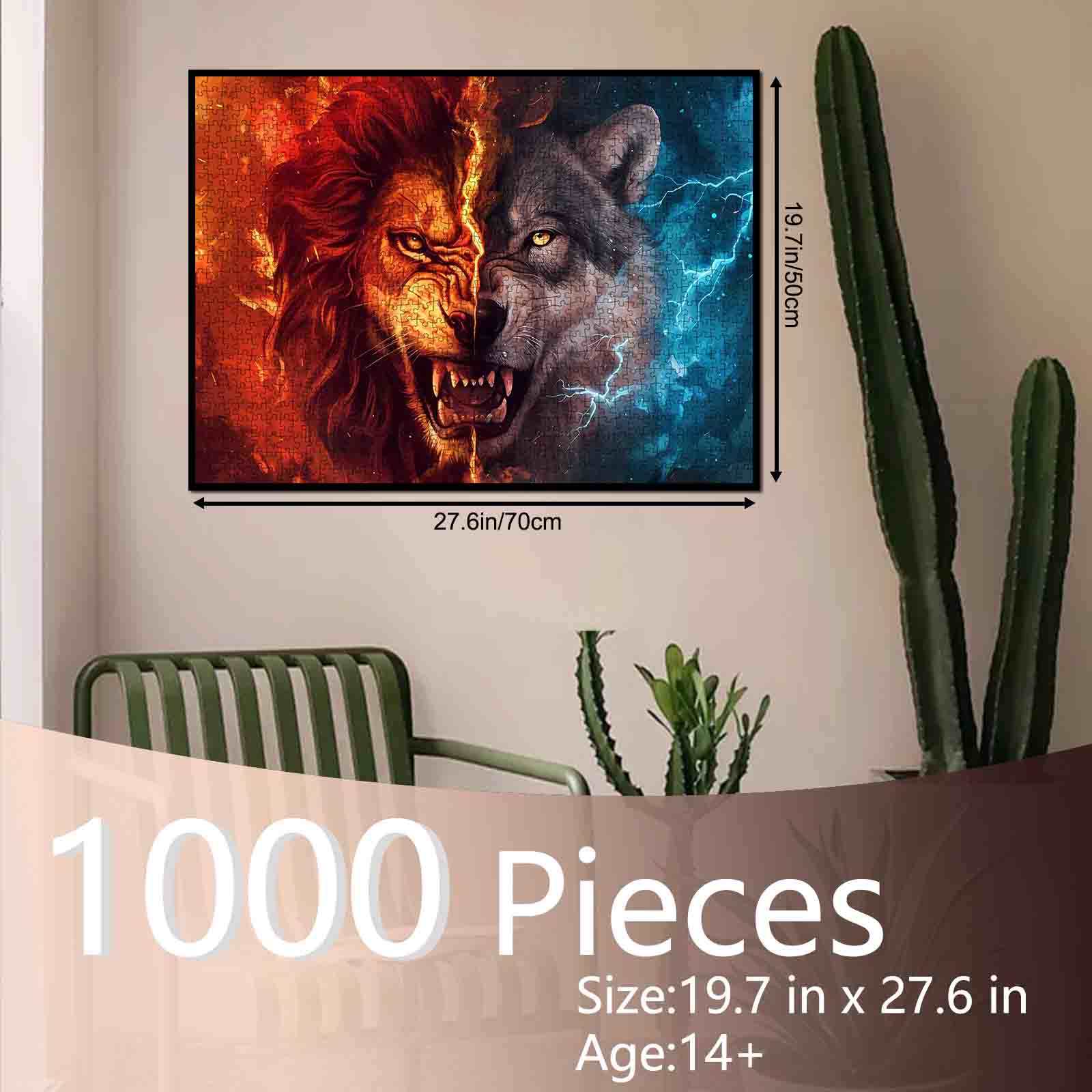 tucocoo-jigsaw-puzzles-lion-wolf-fire-ice-puzzle-1000-teile-tiere image 5