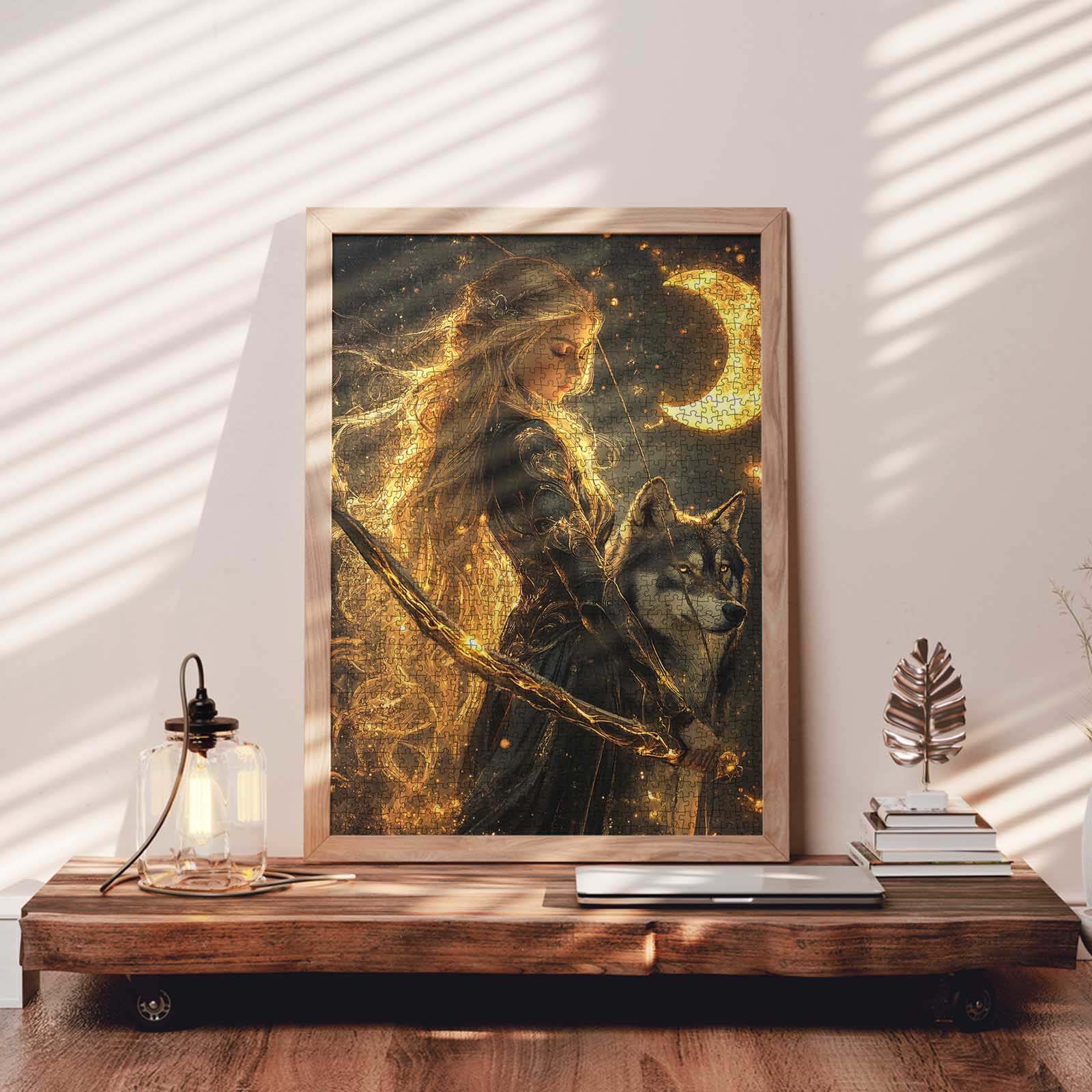 tucocoo-jigsaw-golden-huntress-puzzle-1000-teile-wolf-fantasy image 3