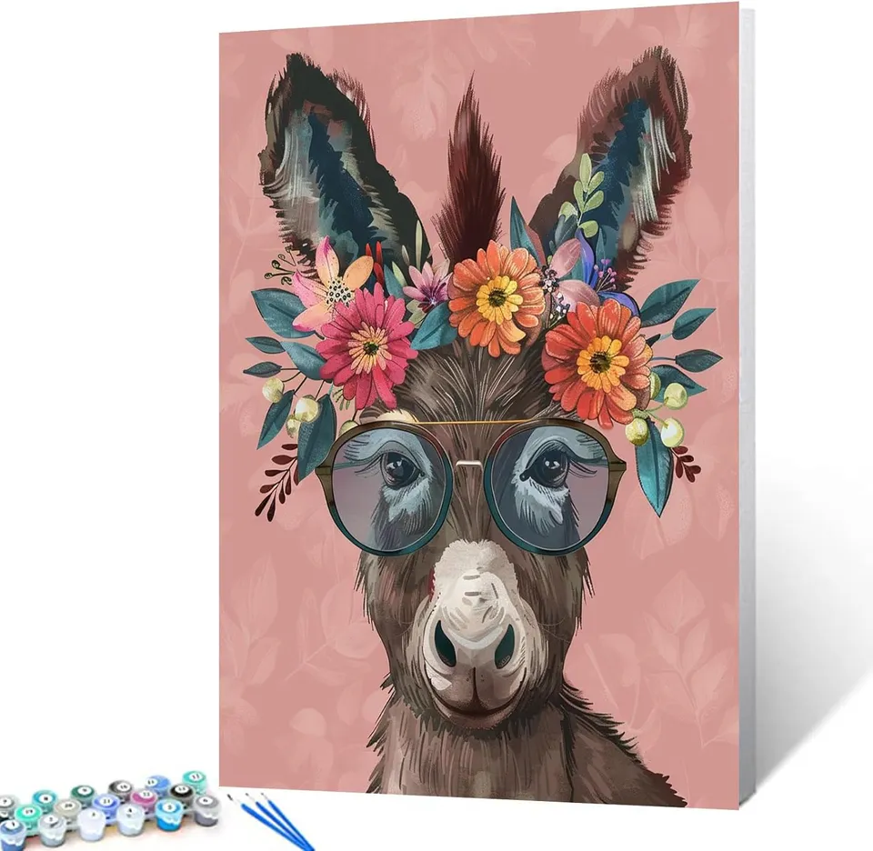 tucocoo-donkey-malen-nach-zahlen-40x50-cm-esel-ohne-rahmen image 1
