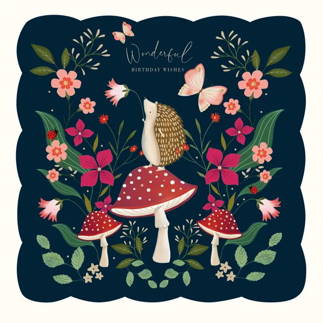 otter-house-fairy-bells-grusskarte-fliegenpilz-igel-mit-folie image 1