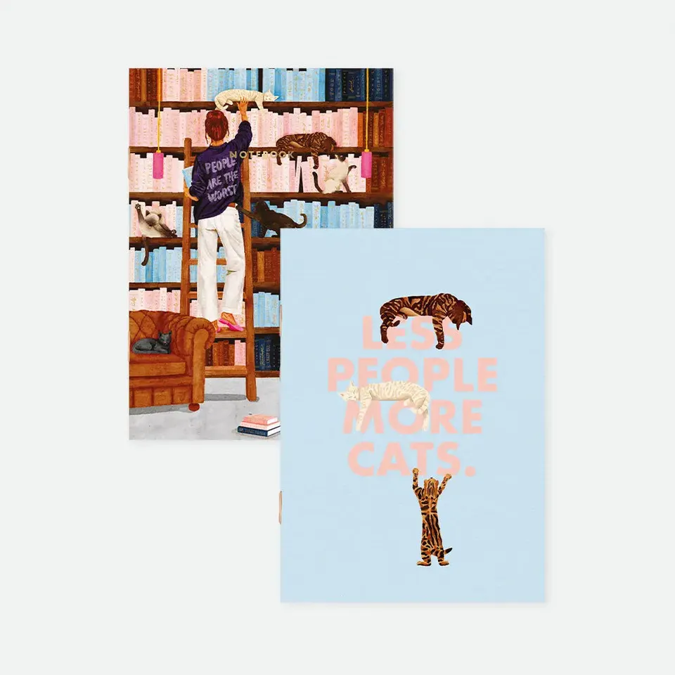 all-the-ways-to-say-less-people-more-cats-notizbuch-a6-duo image 1