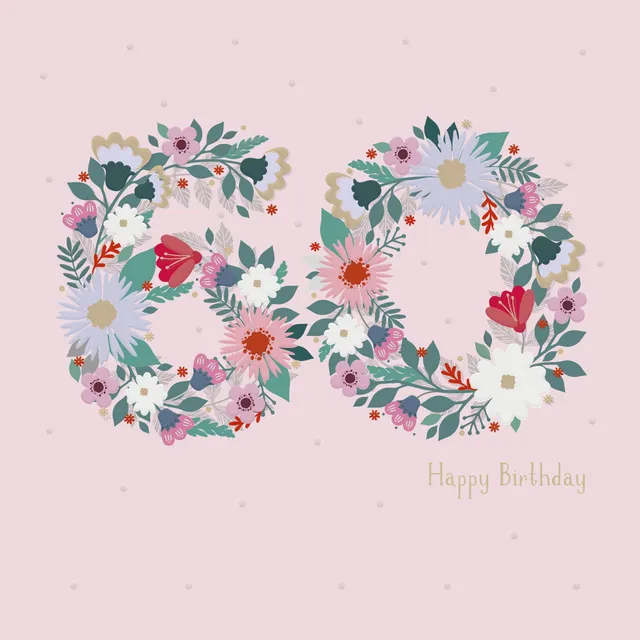 otter-house-age-to-celebrate-60-geburtstagskarte-floral image 1