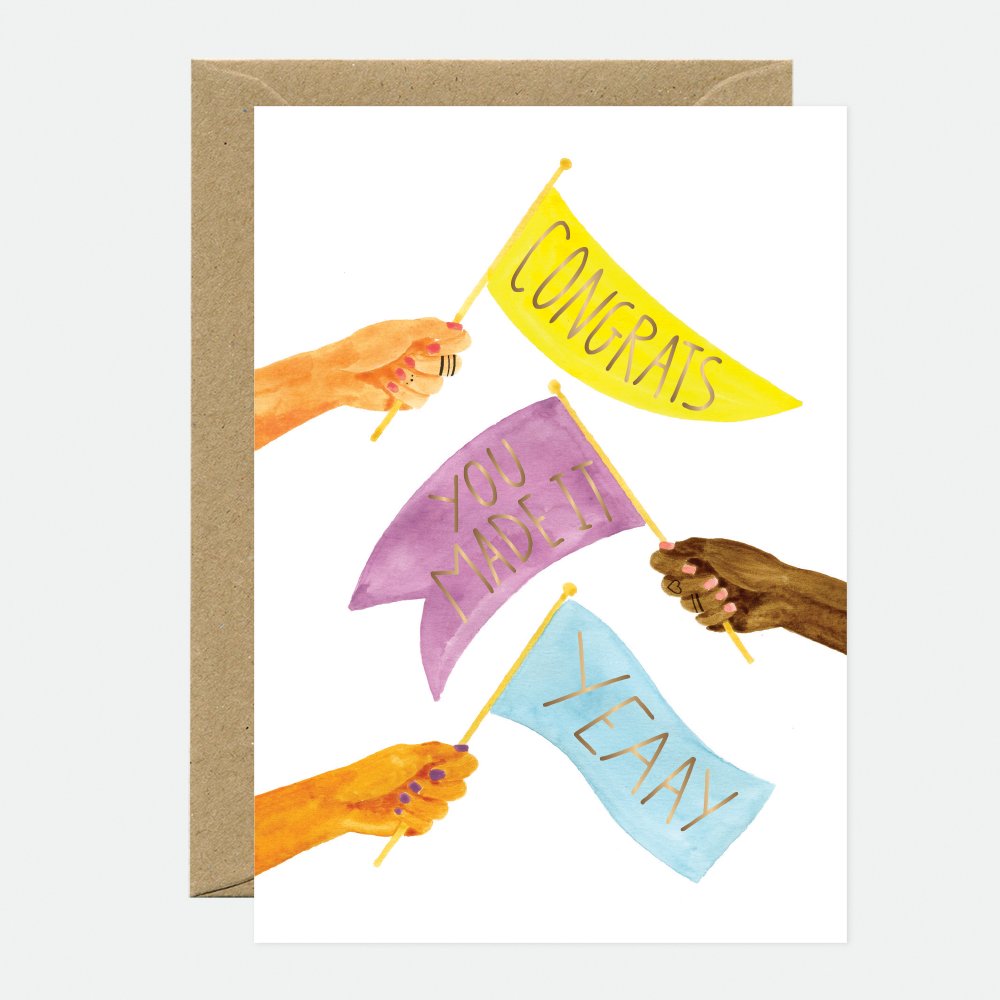 all-the-ways-to-say-congrats-flags-gl-ckwunschkarte-a6-goldfolie image 1