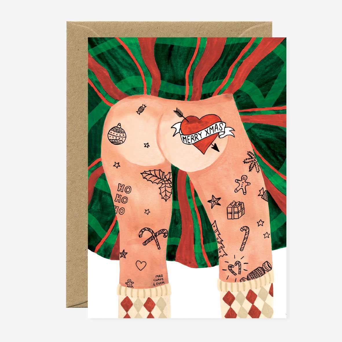 all-the-ways-to-say-santa-tattoo-weihnachtskarte-a6-lustig image 1