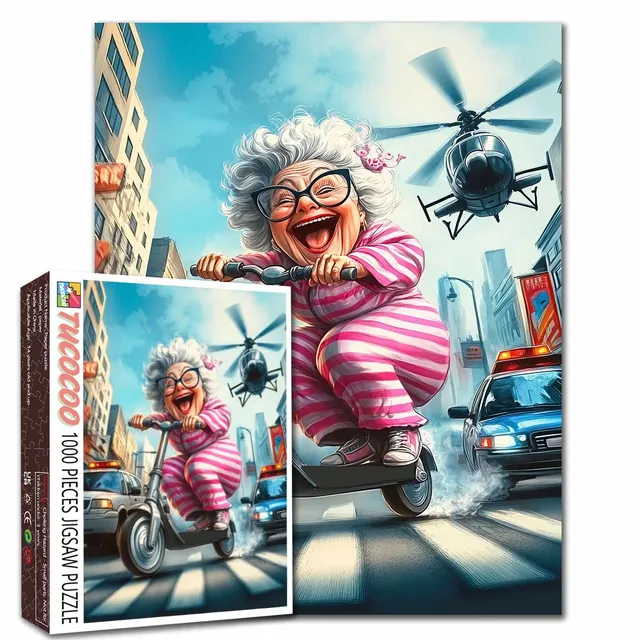 tucocoo-jigsaw-puzzles-laughing-grandma-scooter-puzzle-1000-teile image 1