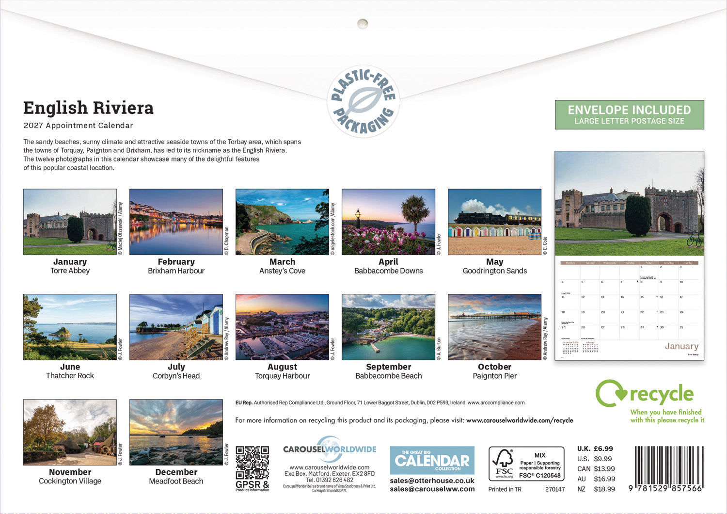 otter-house-calendars-english-riviera-a4-kalender-2027 image 2