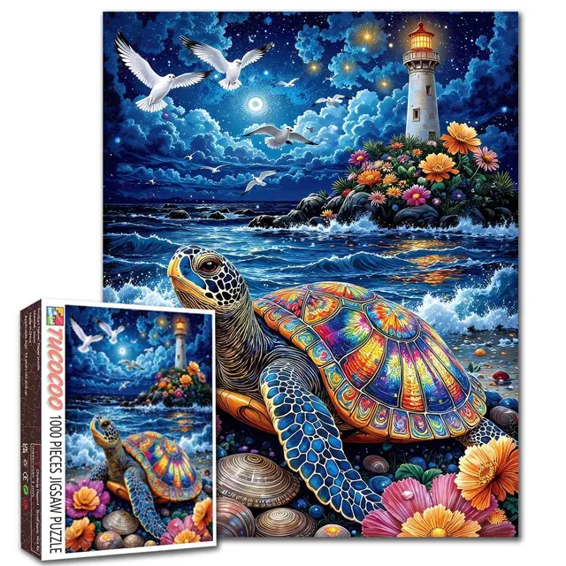 tucocoo-moonlit-sea-turtle-lighthouse-puzzle-1000-teile image 1
