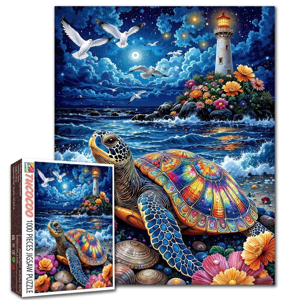 tucocoo-moonlit-sea-turtle-lighthouse-puzzle-1000-teile image 1
