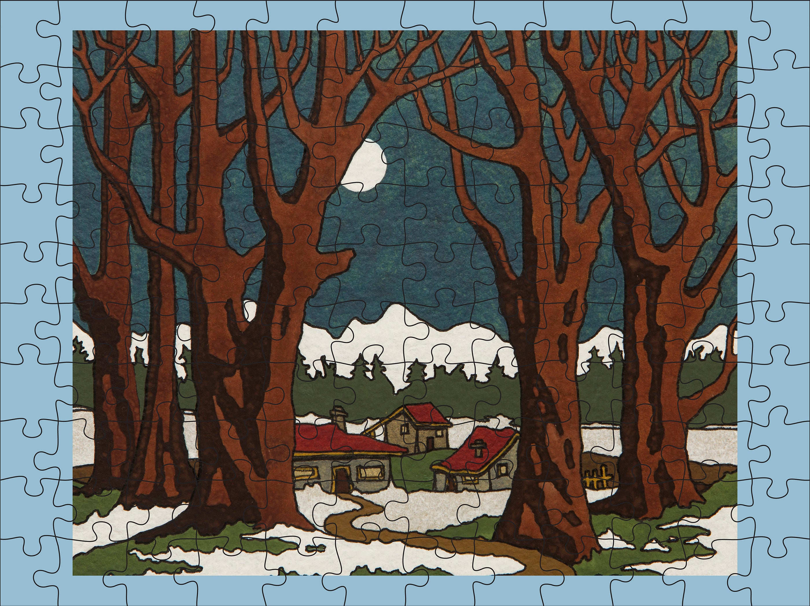 pomegranate-snowy-cabins-120-teile-puzzle-hurley image 4