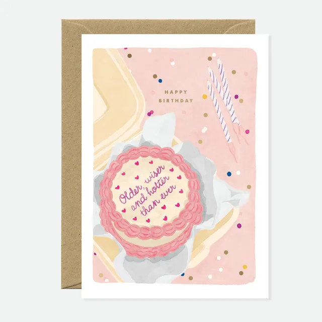 all-the-ways-to-say-older-wiser-cake-geburtstagskarte-goldfolie image 1