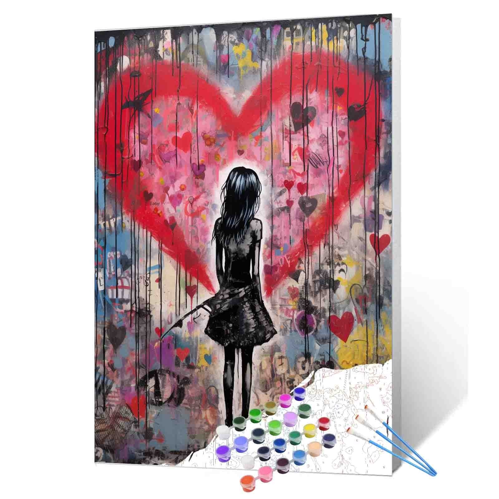 tucocoo-lonely-girl-red-heart-malen-nach-zahlen-40x50-graffiti image 1