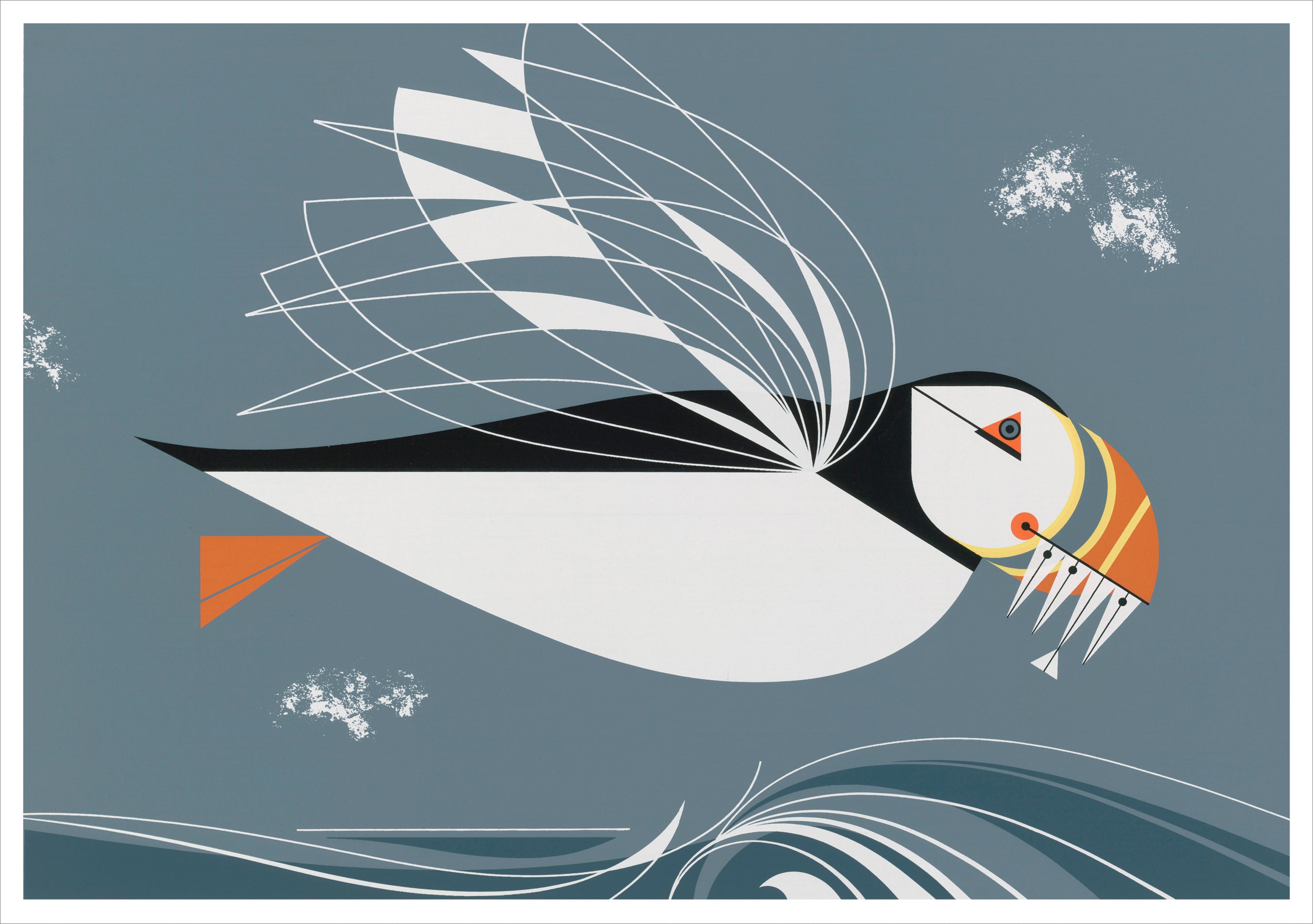 pomegranate-blank-notecards-charley-harper-puffin-klappkarte-einzeln image 1