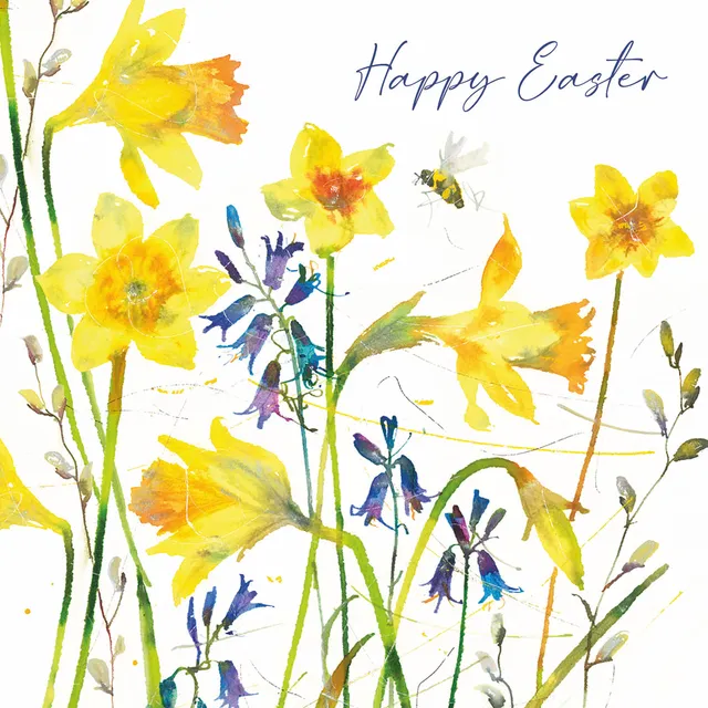 otter-house-easter-card-osterkarte-painted-daffodils-narzissen image 1