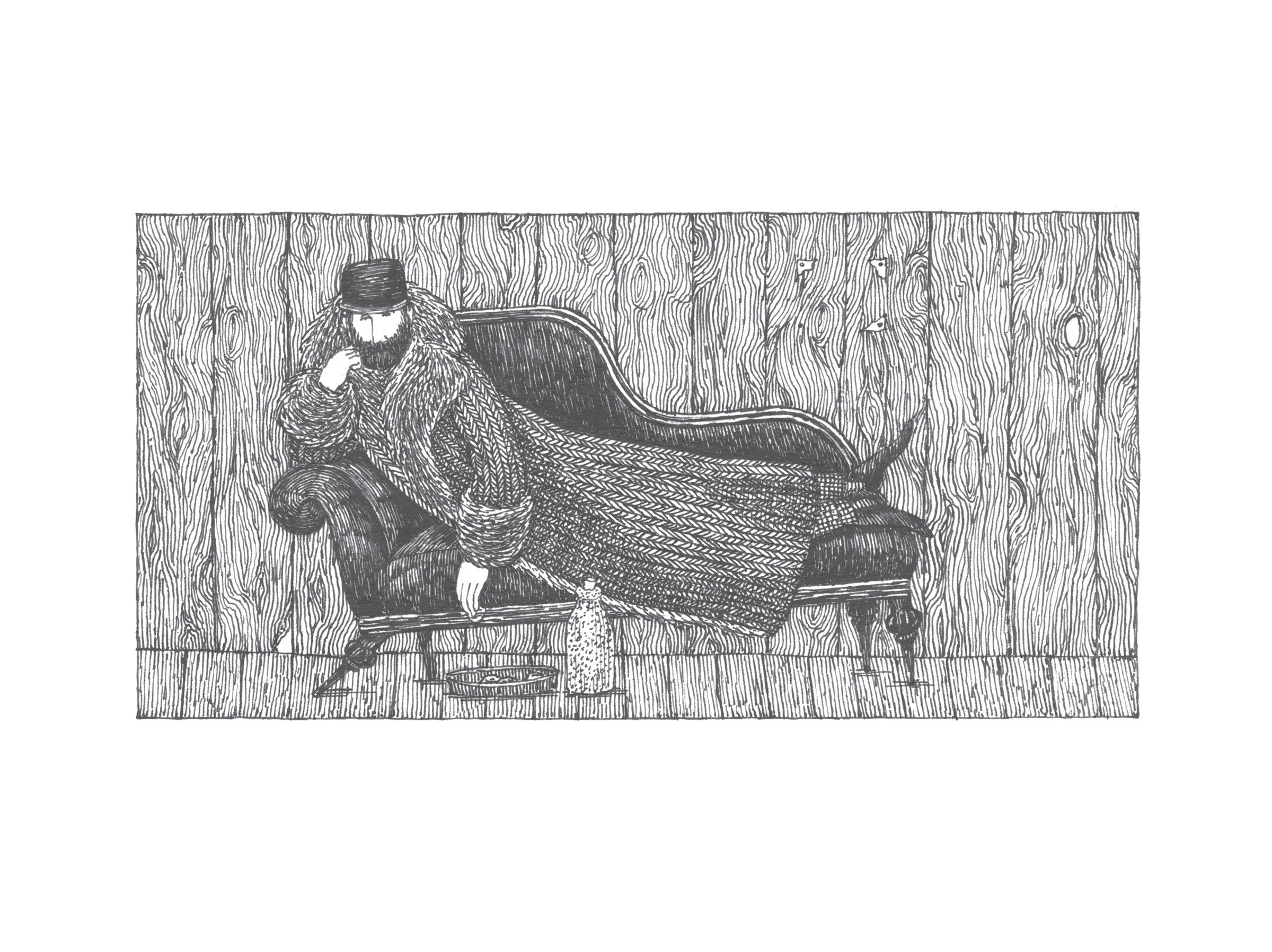 pomegranate-notecards-gorey-fraught-settee-klappkarten-schuber-humor image 4