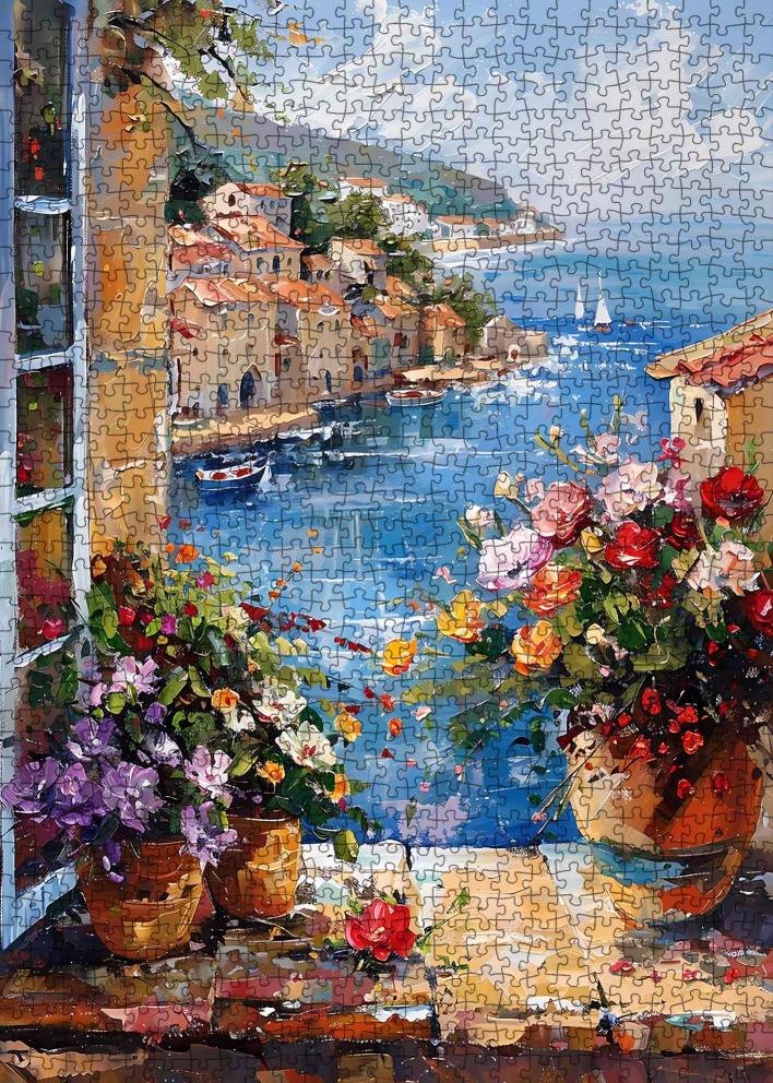 tucocoo-window-view-mediterranean-town-puzzle-1000-teile image 2