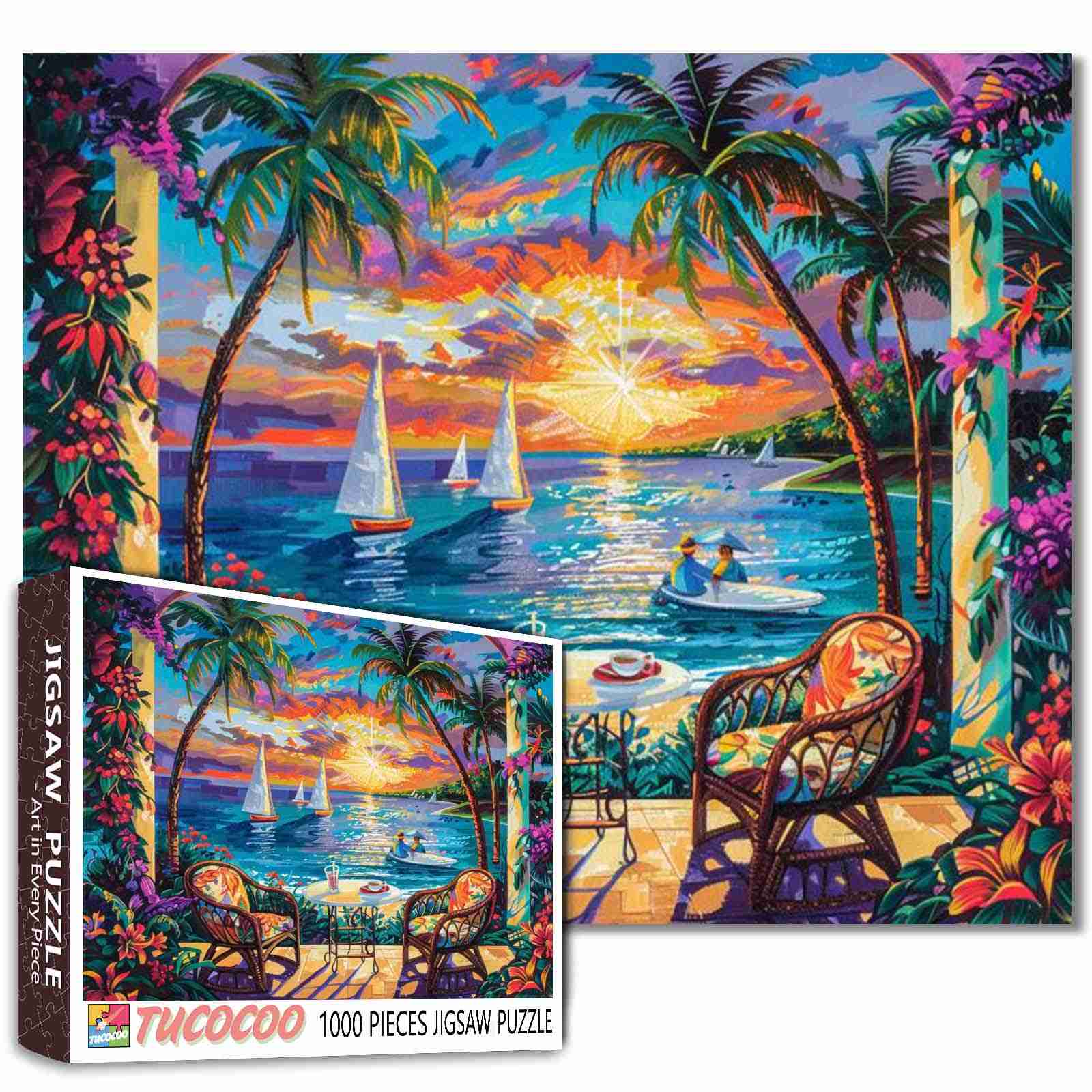 tucocoo-tropical-sunset-retreat-puzzle-1000-teile-strand image 1