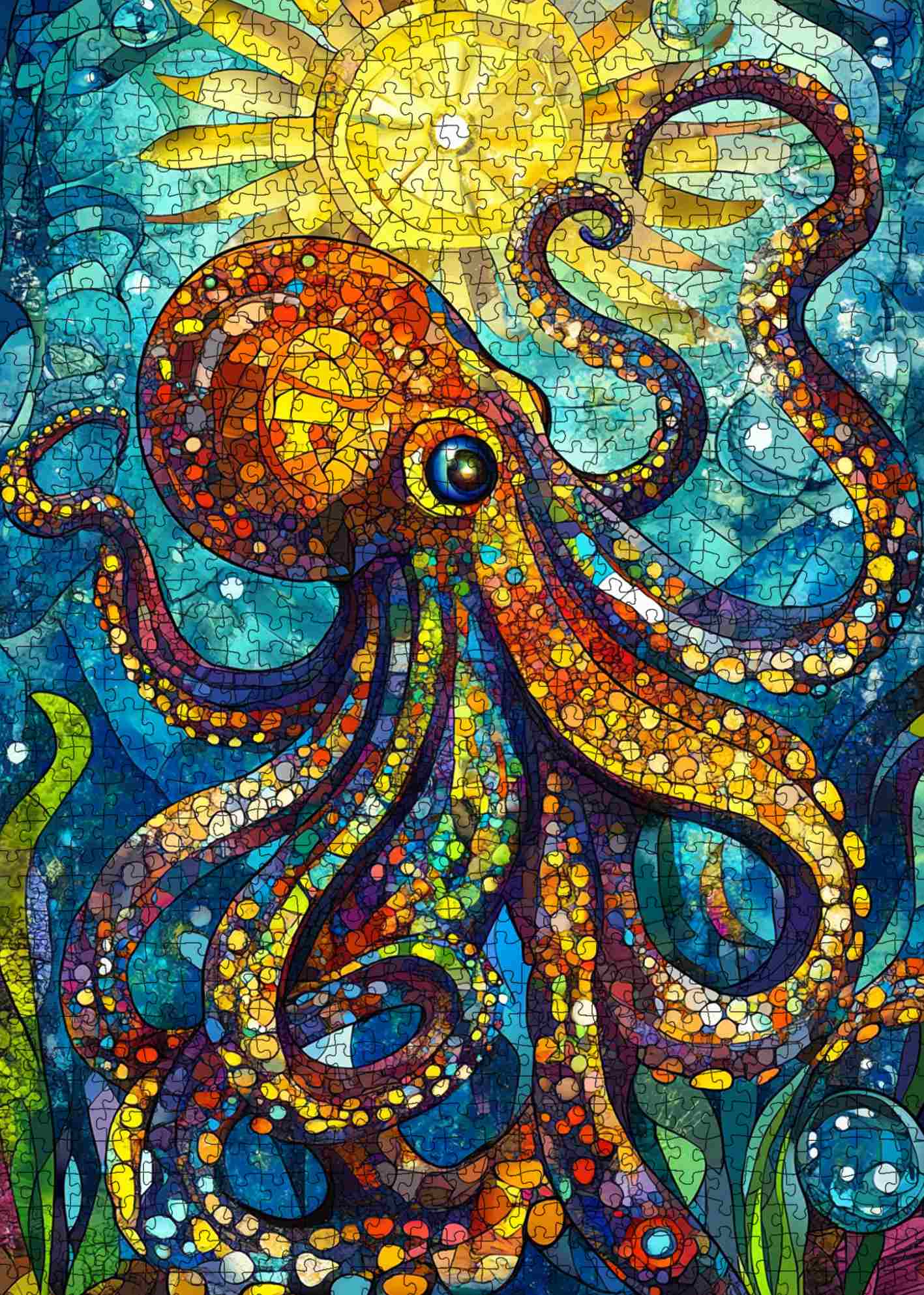 tucocoo-stained-glass-octopus-puzzle-1000-teile-oktopus image 2