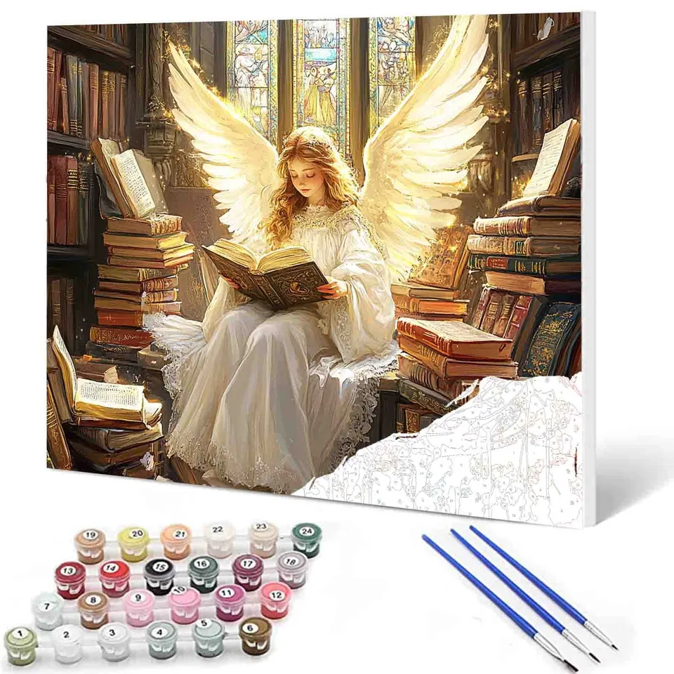 tucocoo-paint-by-numbers-engel-bibliothek-malen-nach-zahlen image 1