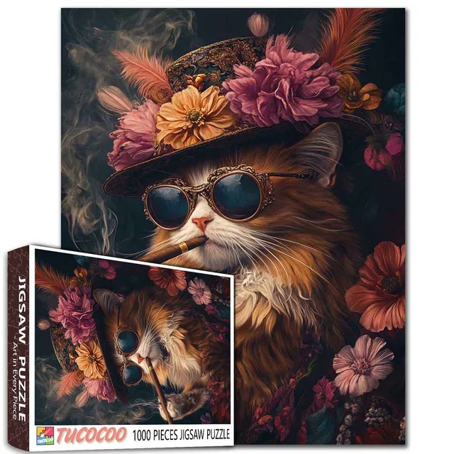 tucocoo-stylish-cat-with-cigars-puzzle-1000-teile image 1