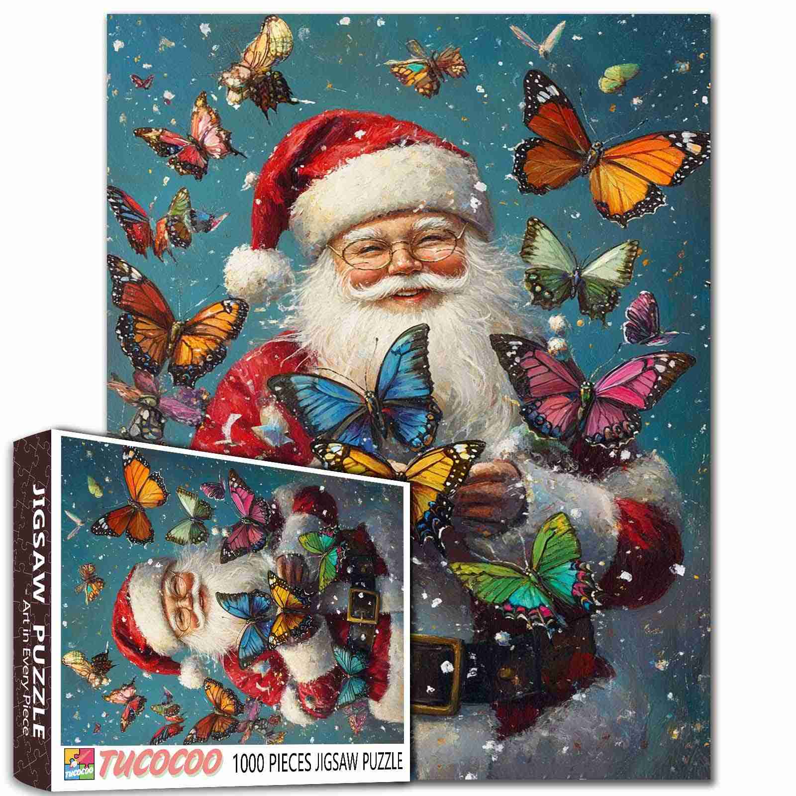 tucocoo-santa-and-butterflies-puzzle-1000-teile-weihnachten image 1