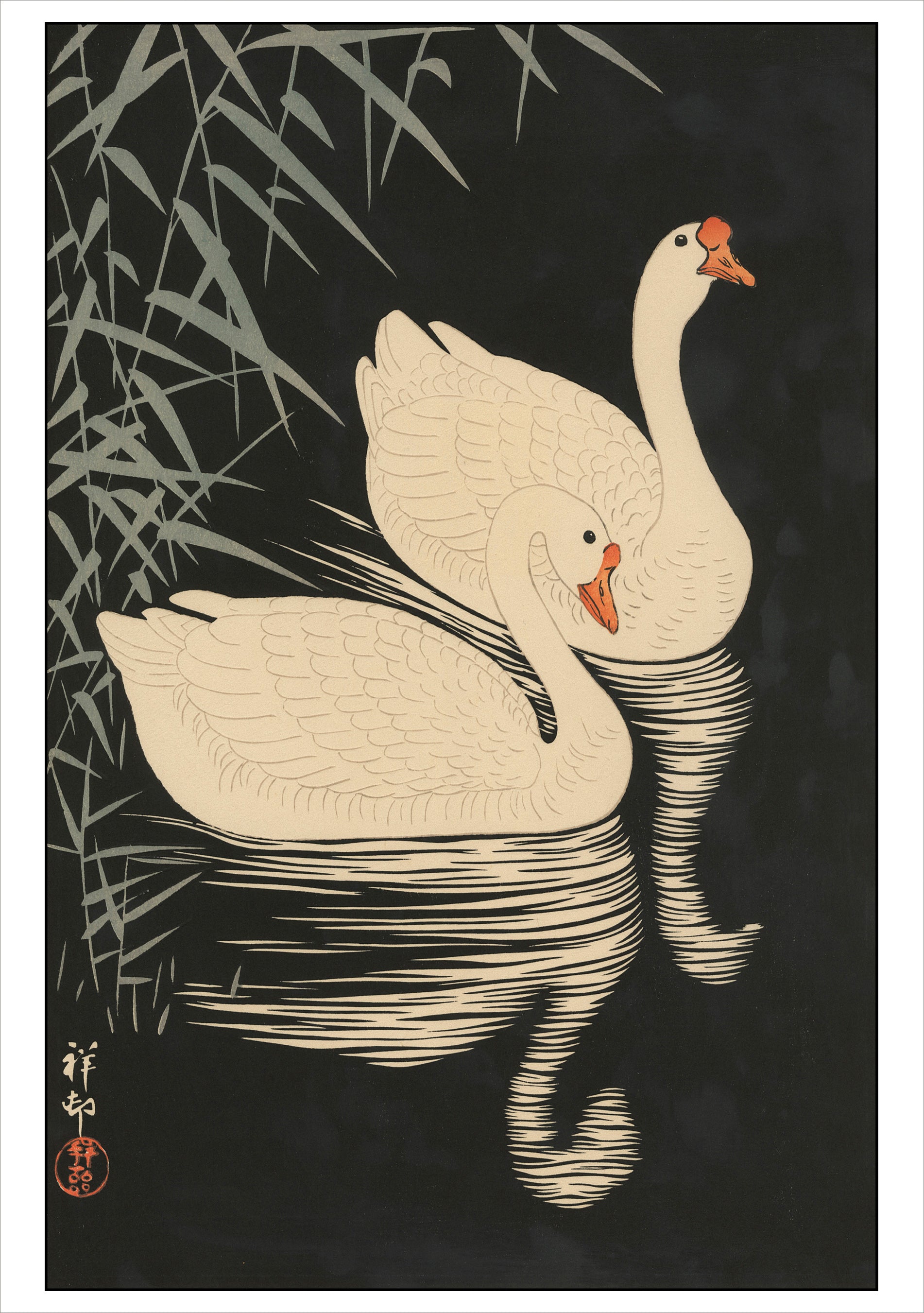 pomegranate-blank-notecards-ohara-two-geese-klappkarte-einzelkarte image 1