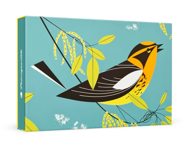 pomegranate-charley-harper-blackburnian-warbler-kartenset-box image 1