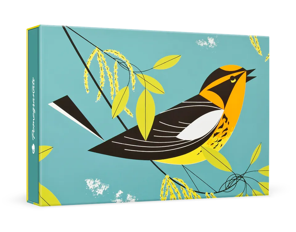 pomegranate-charley-harper-blackburnian-warbler-kartenset-box image 1