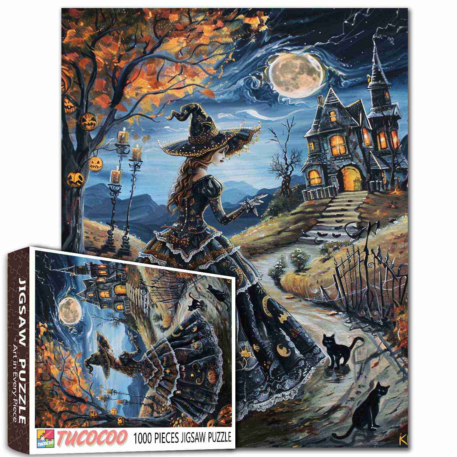 tucocoo-witch-moonlit-mansion-path-puzzle-1000-teile-hexe image 1