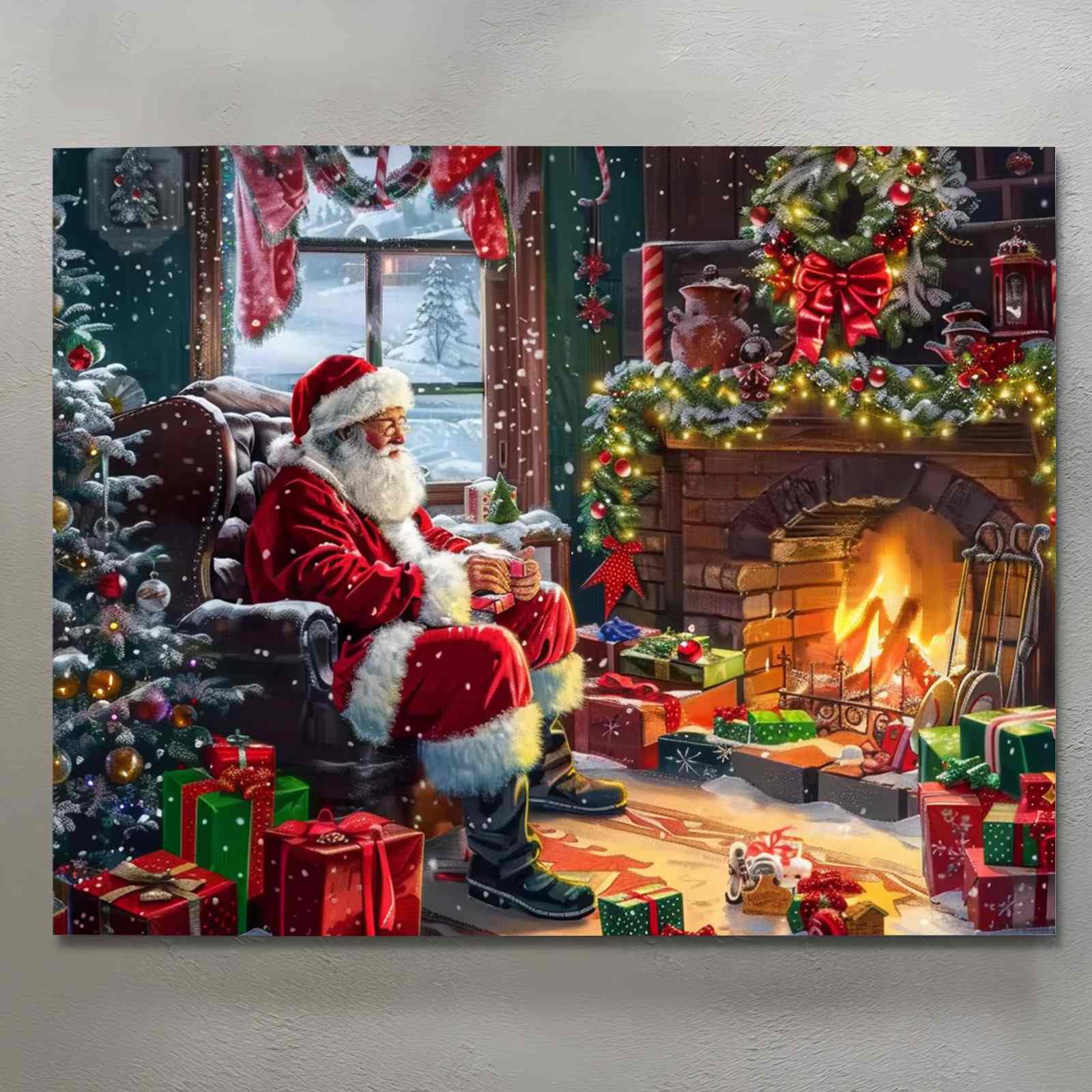 tucocoo-santa-fireplace-weihnachten-leinwandbild-30x40cm image 2