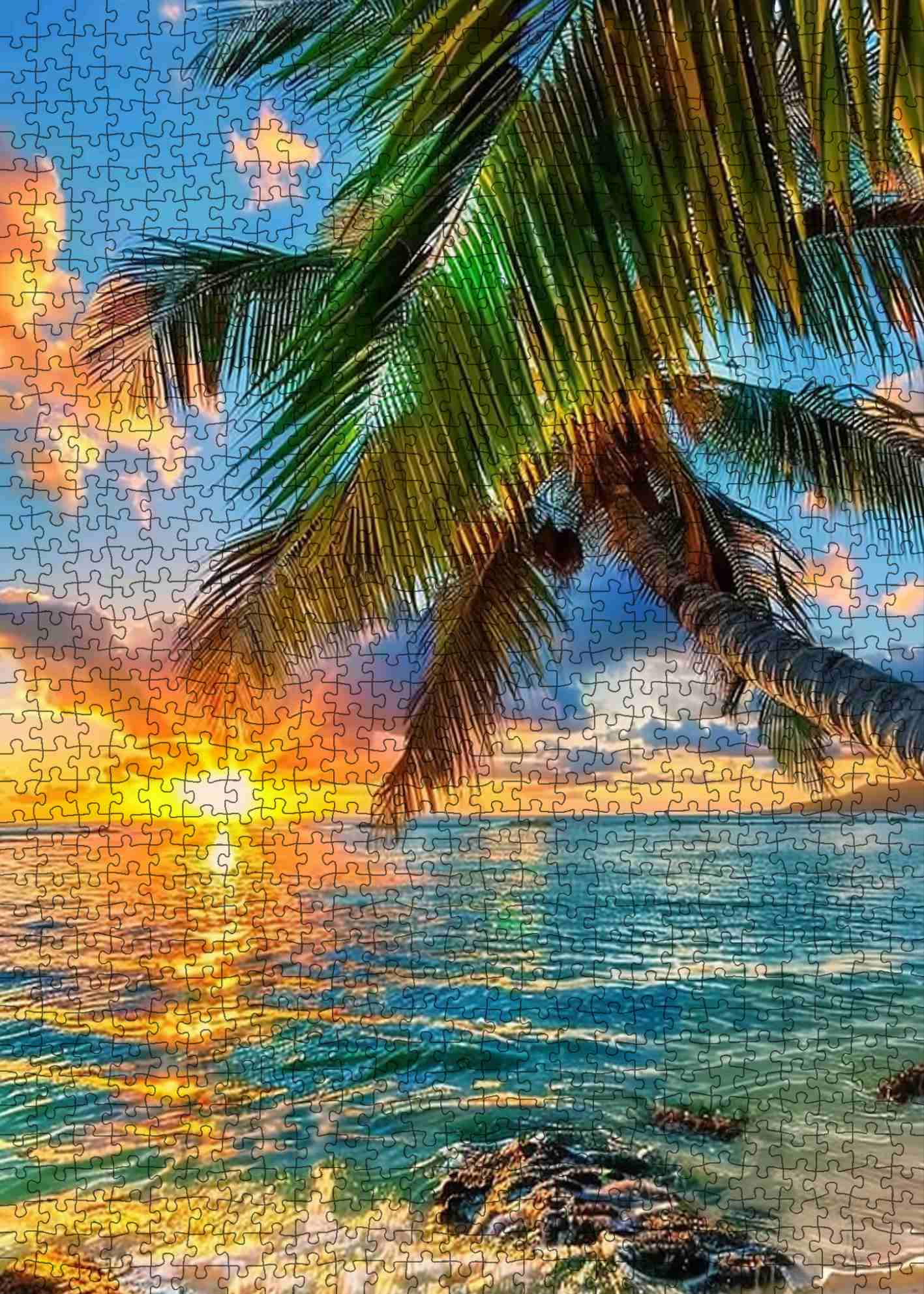 tucocoo-tropical-palm-sunset-shore-puzzle-1000-teile-strand image 2
