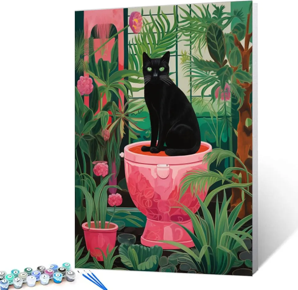 tucocoo-paint-by-numbers-black-cat-flower-pot-malbild-40x50 image 1