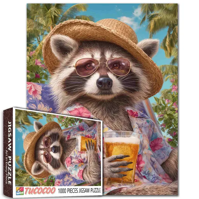 tucocoo-jigsaw-puzzles-tropical-vacation-raccoon-puzzle-1000-teile image 1