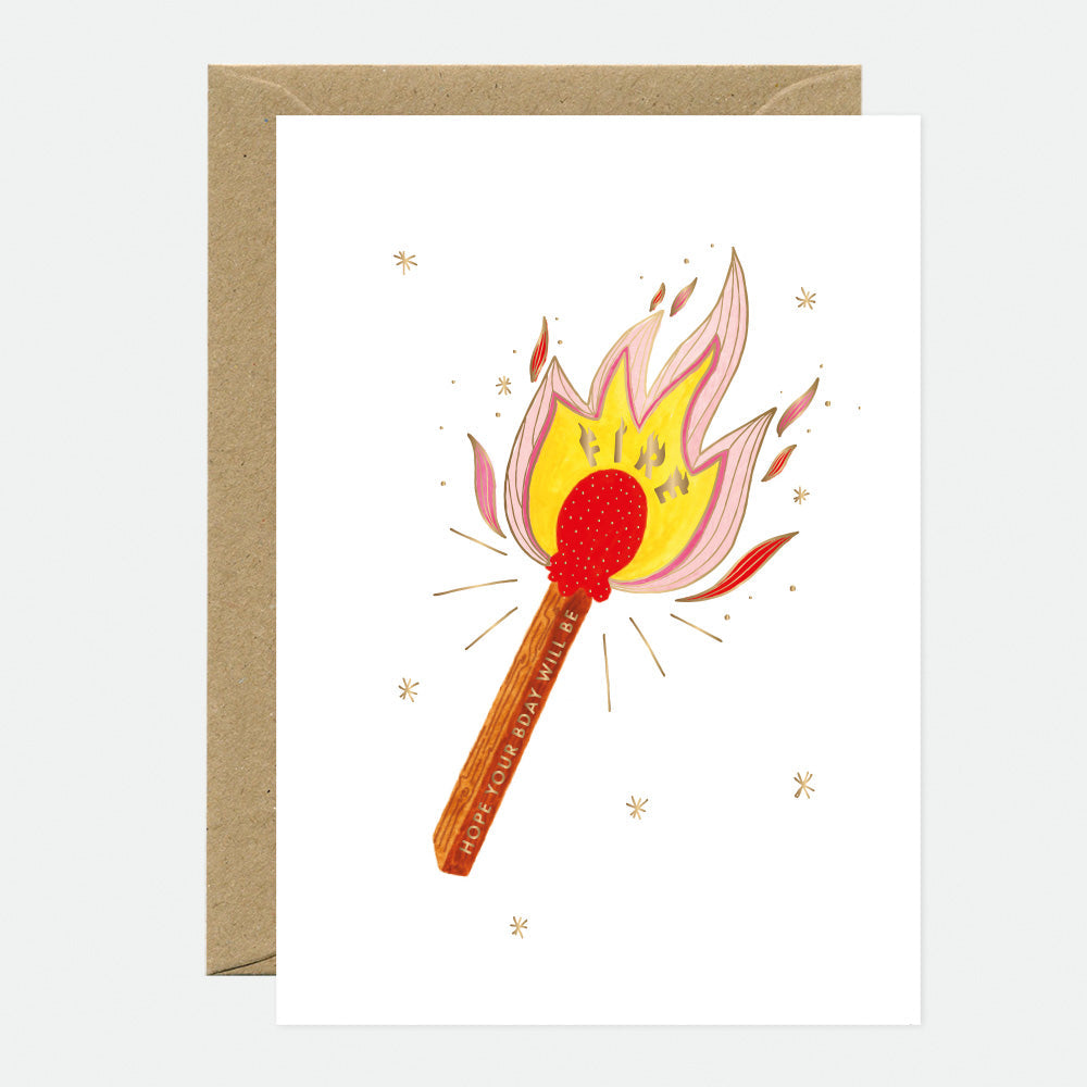 all-the-ways-to-say-fire-match-geburtstagskarte-a6-goldfolie image 1