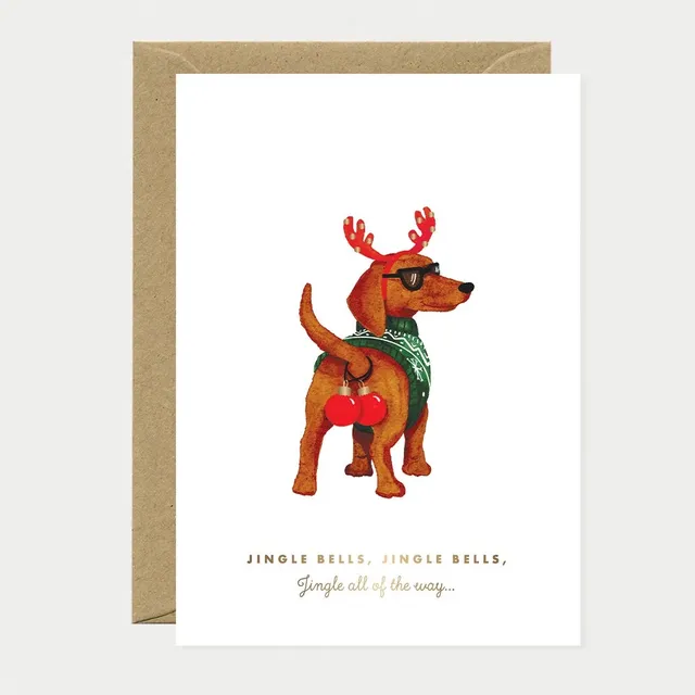 all-the-ways-to-say-jingle-bells-dog-weihnachtskarte-goldfolie image 1