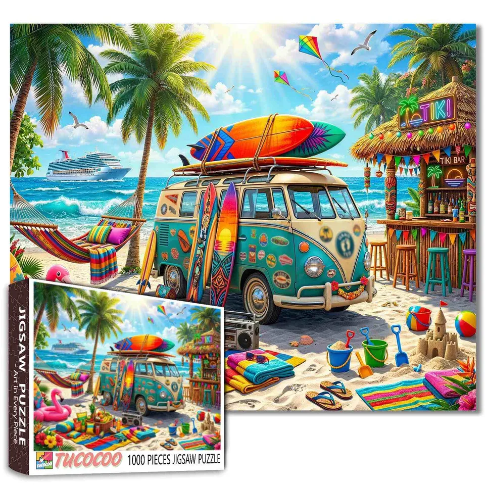 tucocoo-beach-camper-surf-puzzle-1000-teile-landschaft image 1