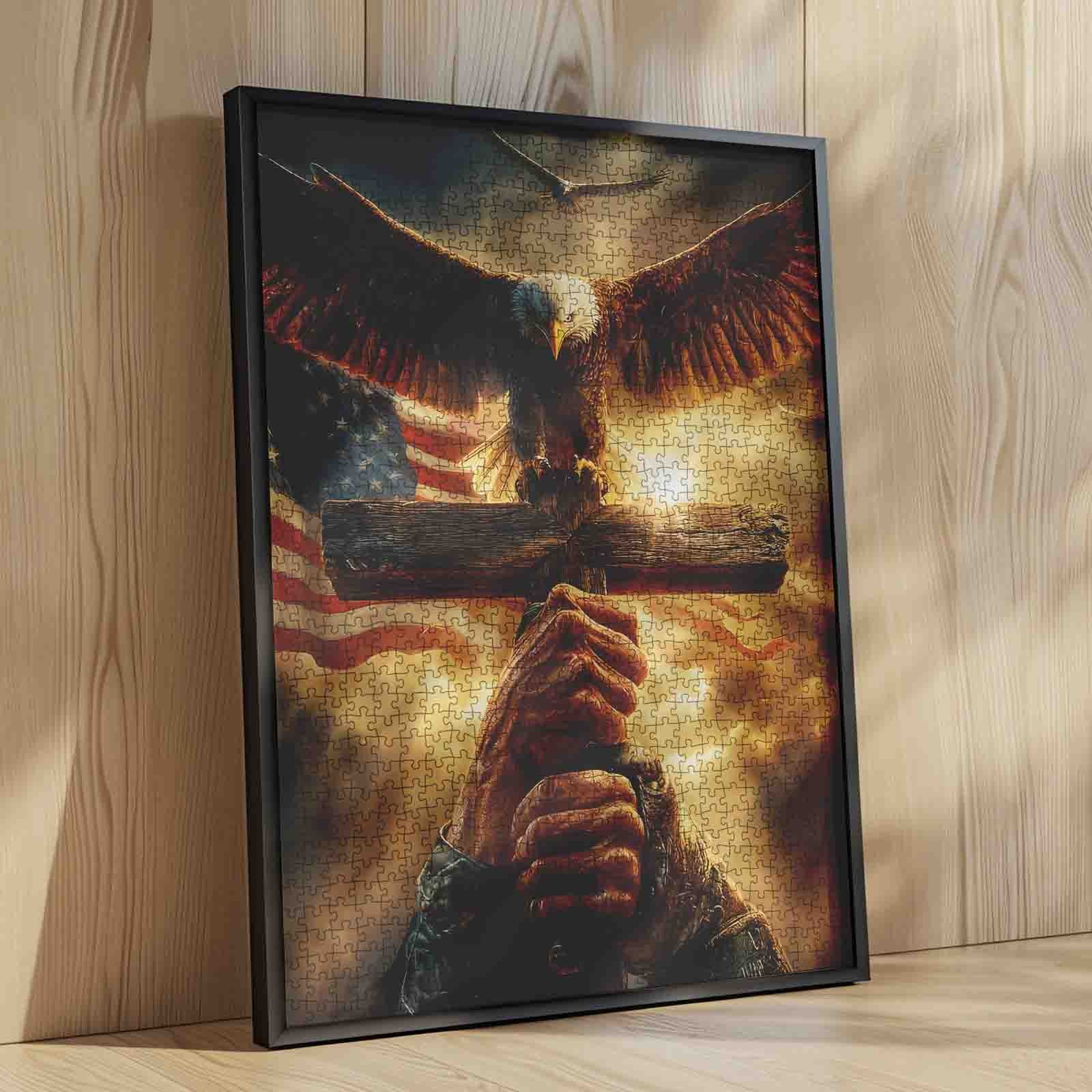 tucocoo-faith-eagle-cross-american-flag-puzzle-1000-teile image 4