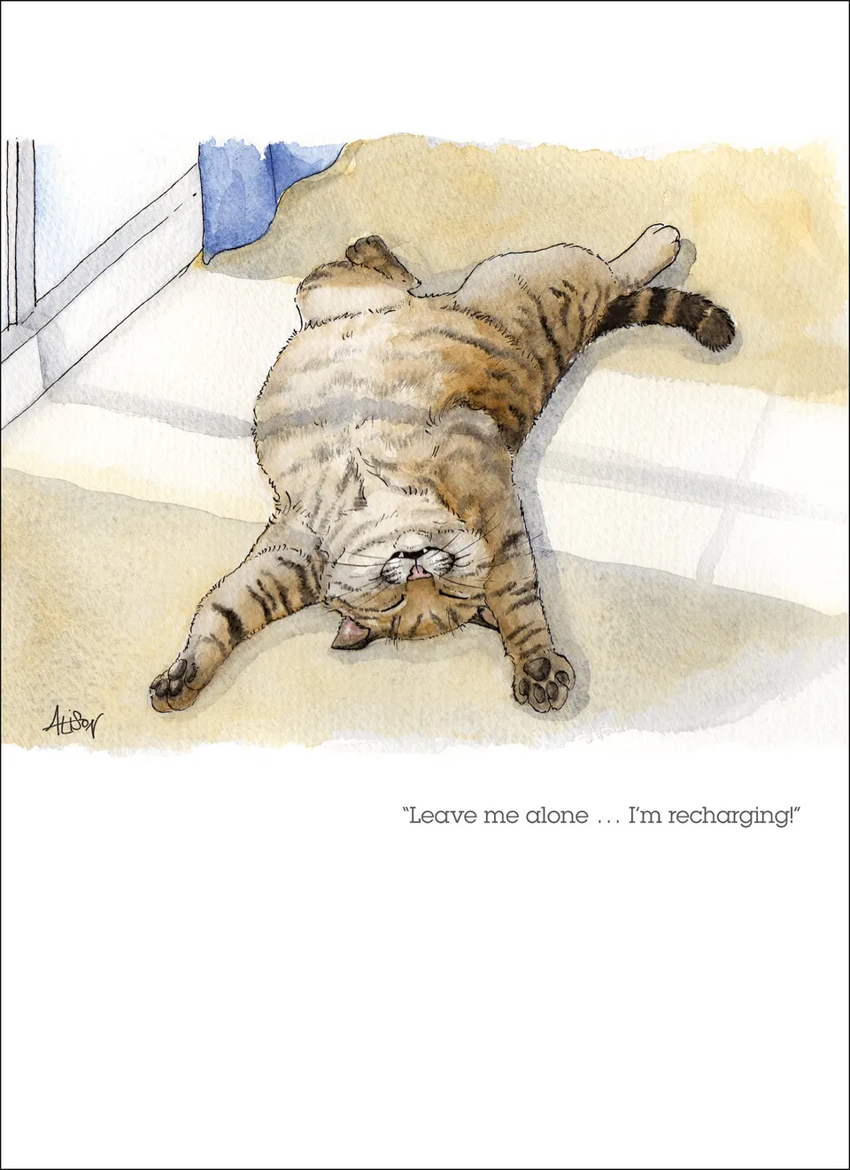 otter-house-greetings-cards-alison-s-animals-gru-karte-i-m-recharging-katze image 1