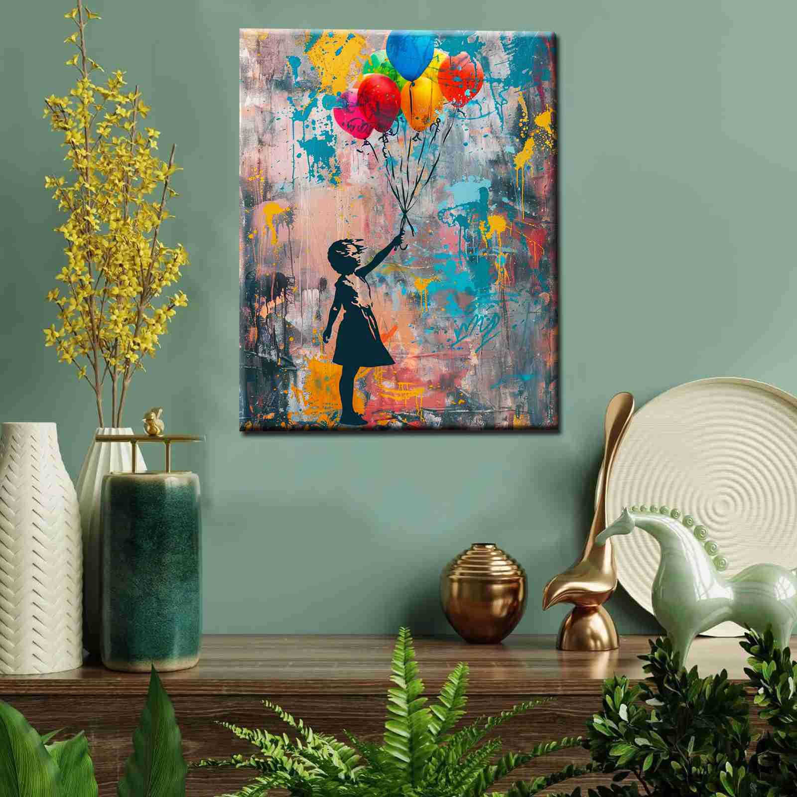 tucocoo-girl-colorful-balloons-graffiti-leinwandbild-bunt image 2