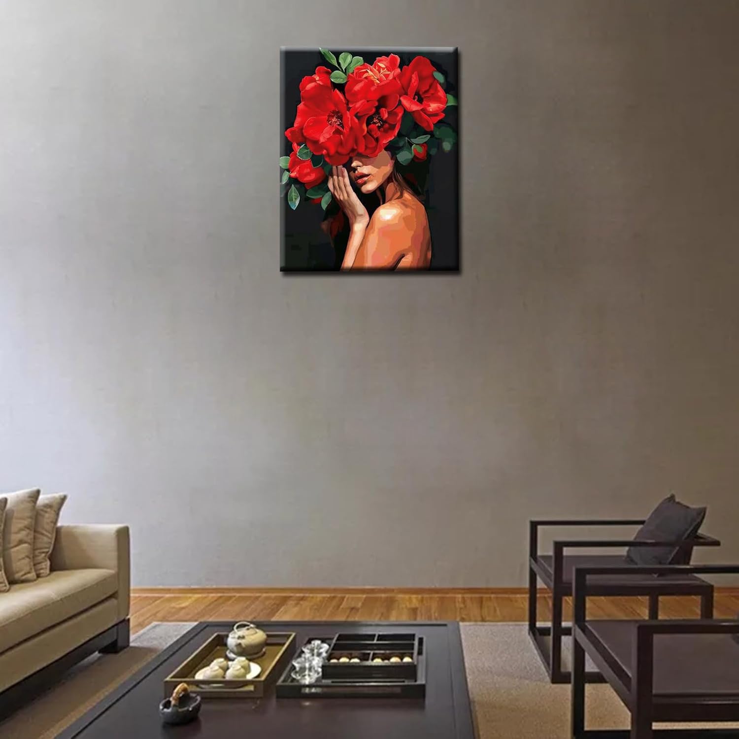 tucocoo-paint-frau-mit-rosenhut-malen-nach-zahlen-40x50-rot image 3