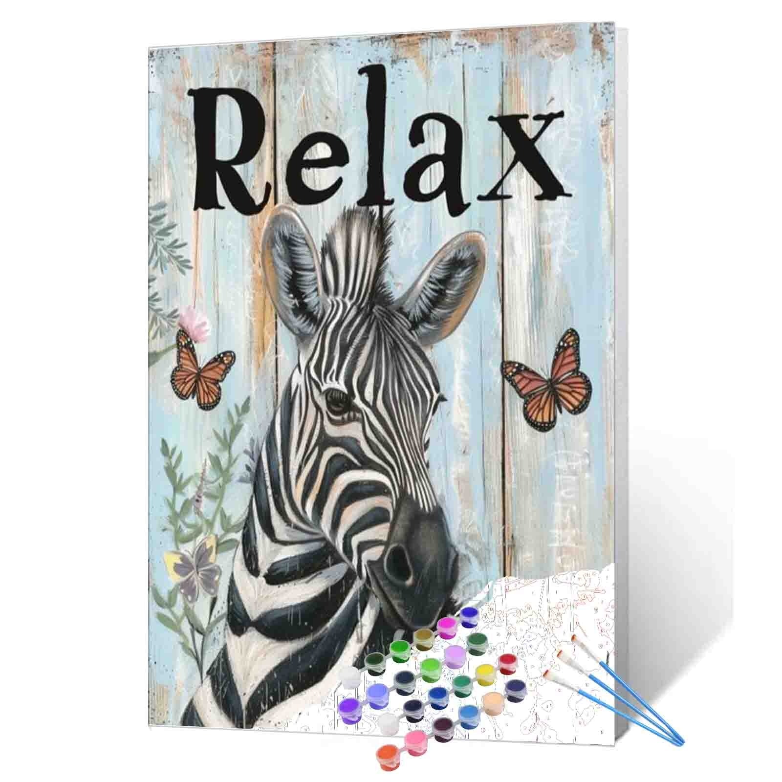tucocoo-relaxing-zebra-garden-malen-nach-zahlen-ohne-rahmen-40x50-cm image 1