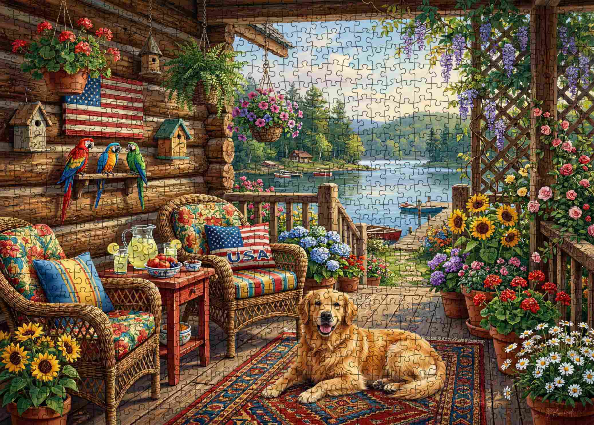 tucocoo-jigsaw-puzzles-lakeside-cabin-porch-puzzle-1000-teile image 2
